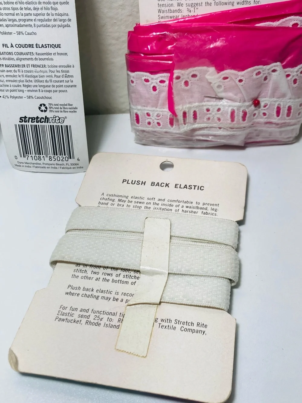 Vintage Sewing Elastic Assortment: Several New and Sealed